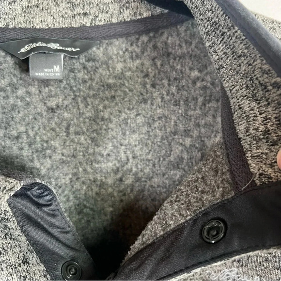 Eddie Bauer Men's Quarter Snap Pullover Sweatshirt Heather Taupe Outdoor  Medium - Picture 11 of 11